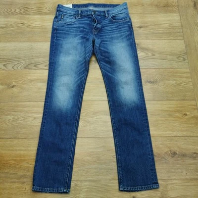 Abercrombie & Fitch Jeans Mens W36 L32 Blue Skinny Fit Denim Button Stretch - Image 1 of 4