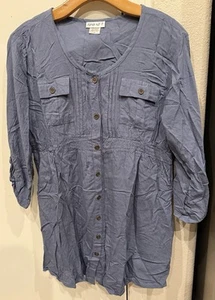 Rumor Has It Maternity Top Button Down Long Sleeve Blue Women’s Large - Picture 1 of 3