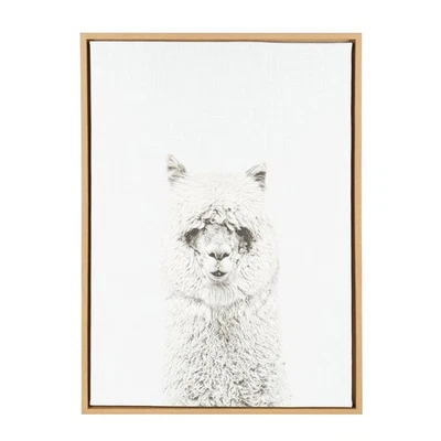 Sylvie Hairy Alpaca Black and White Portrait Framed Canvas Wall Art by Simon ... - Image 1 of 4