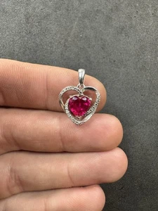 2,3 g Sterling Silber 925 rosa Saphir & Diamant Herz Anhänger Schmuck Konvolut V - Bild 1 von 9