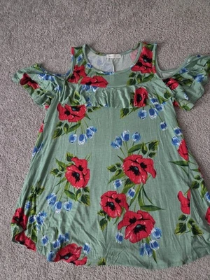 Audrey's бутик оборки холодное плечо новом цветочный туника блузка размер M - Изображение 1 из 4