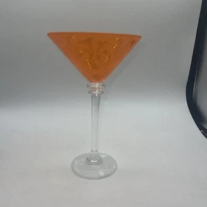 MICHAEL WEEMS 2005 art glass Martini glass ORANGE 8.75"x5 5/8" - Picture 1 of 8