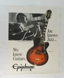 1980's Joe Pass Epiphone Guitar Wall Poster Vintage - Picture 1 of 6