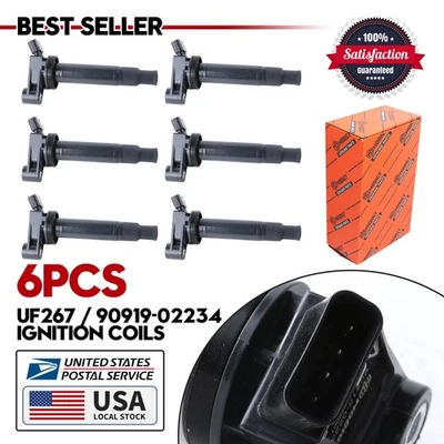6Pcs 90919-02234 UF267 Ignition Coil for Lexus ES300 EX300 ES330 RX330 RX300 - Image 1 of 4
