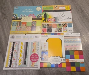 12x12 Scrapbook Paper Mixed Lot Colors Designs 8.5x11 6x6 Texture Foil Glitter - Picture 1 of 24