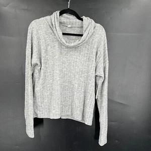 NEU BP. Pullover Wasserfallausschnitt weich kuschelig grau gerippt Oberteil BTS neutral minimalistisch L - Bild 1 von 10