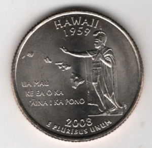 2008 D HAWAII STATE QUARTER ROLL 40 U.S .25¢ COINS UNITED STATES OF AMERICA USA - Picture 1 of 3