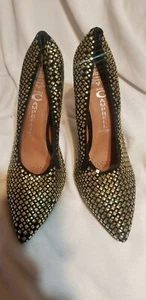 Hand Made Lbiza Jeffrey Campbell Ladies Gold Studded Shoes Size 10 - Picture 1 of 9