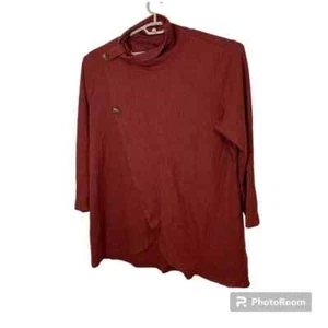 Bloomchic Rust Waffle Knit Front Cross Shoulder Lapel Tunic Top Size 26 New - Picture 1 of 5