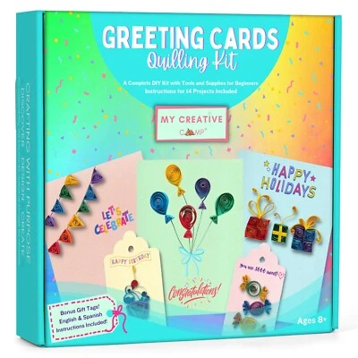 Greeting Cards Paper Quilling Kit - DIY Craft Kit for Kids and Adults - 14 Proje - Image 1 of 4