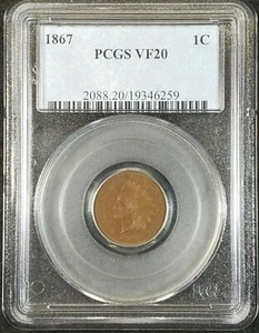 1867 Indian Head Cent PCGS VF20 2088.20/19346259 Exquisite Coin Rare - Picture 1 of 11