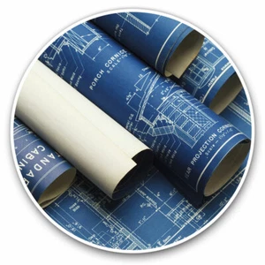 2 x Vinyl Stickers 25cm - Blueprint Construction Cool Gift #2383-2 - Afbeelding 1 van 9