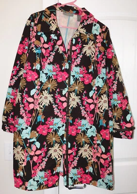 CHAQUETA LARGA KATE HILL MUJER Marrón Rosa Azul BONITA ALGODÓN Floral CHIC 18W Foto 1 de 4