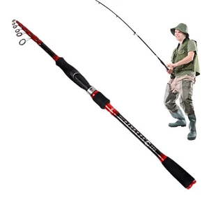 Carbon Fiber Telescopic Spinning Fishing Rod Travel Lure Sea Casting Pole Tackle - Picture 1 of 11