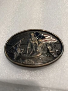 George Washington Crossing The Delaware Patriotic Belt Buckle Oval 3.5" x 2.5" - Picture 1 of 2