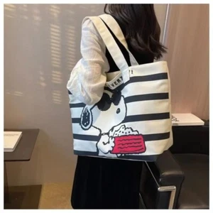 Snoopy Embroidered Canvas Bag Large Capacity Cute Women's Handbag - Picture 1 of 5