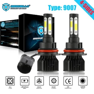 4-sides 9007 HB5 LED Headlight Bulbs High Low Beam Super Bright White 1500000LM - Picture 1 of 12