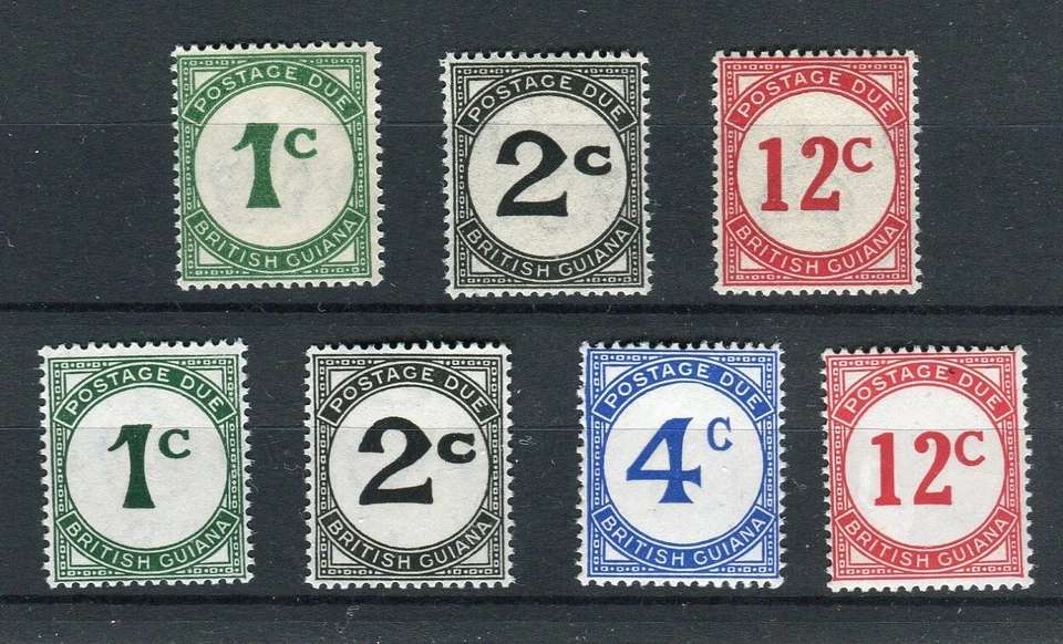 British Guiana KGVI 1940-55 Postage dues ord & chalk SGD1,D2,D4 & D1a/4a MNH - Image 1 of 1