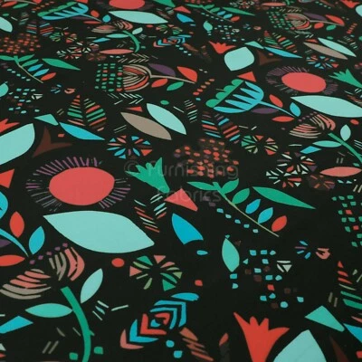 Nuevas telas de tapicería de terciopelo suave como terciopelo plantas de la selva patrón negro azul Foto 1 de 4