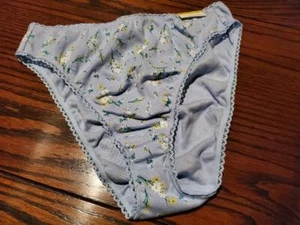 NWT CHARTER CLUB 100% COTTON HI-CUT BRIEF PANTIES BLUE TINY FLOWER 100165735 M - Picture 1 of 2