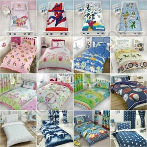 KIDS JUNIOR TODDLER DUVET COVER SET BEDDING - STARS CLOUDS DINOSAUR DISNEY - Picture 1 of 62