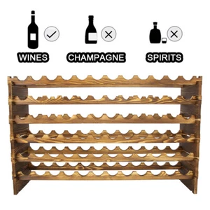 6-Tier 72 Bottles Holder Wine Rack Wooden Storage Shelf Stackable UK - Picture 1 of 23