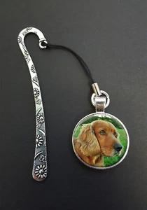 Cocker Spaniel Dog Pendant On A Metal Bookmark Birthday Reading Gift N722 - Imagen 1 de 1