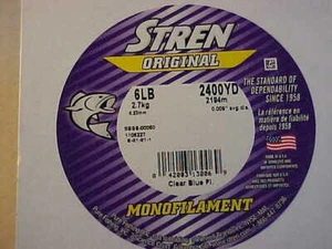 NEW BULK STREN CLEAR BLUE Monofilament Fishing Line 6lb TEST Spool 2400 Yards - Picture 1 of 2