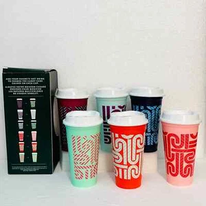 Starbucks Reusable Plastic Hot Cups Holiday 2020 Color Changing Cups 16 Ounces - Picture 1 of 5