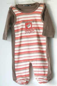 Jacky 2-tlg. Set Strampler + Langarmshirt Panda Pirat - Ringel braun rot beige - Bild 1 von 9