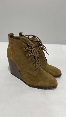 Anthropologie Splendid Paris Brown Suede Lace-Up Wedge Ankle Boots Size 9.5 NEW - Изображение 1 из 4