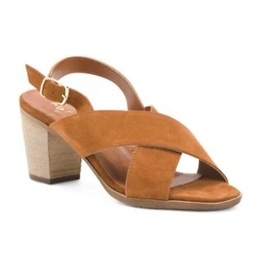 NEW Mariella Women’s Sandals Suede Cross Band Stack Heels Shoes Size 9.5 - Picture 1 of 12