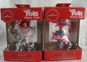 2020 Hallmark Trolls World Tour Poppy & Queen Barb Ornaments New - Picture 1 of 2