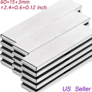 Lot Strong Magnets 60x15x3mm N38 Grade Neodymium Block Small Rectangle Magnet US - Picture 1 of 14