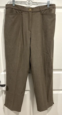 Thalian sz 14 brown flat front ankle timeless classic career pants straight leg Foto 1 de 4