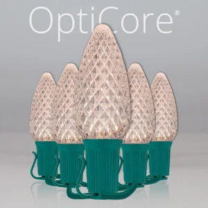 C9 OptiCore LED Christmas Lights Outdoor Shatterproof Bulbs, Green Wire, 25ft - Picture 1 of 129