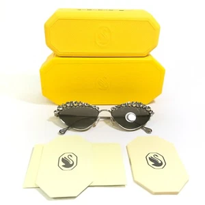 Swarovski Sunglasses SK7009 40016G Polished Silver Large Clear Sparkly Crystals - Picture 1 of 14