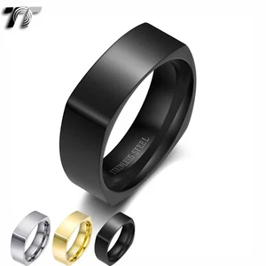 TT 7mm Polished S.Steel Square Comfort Wedding Band Ring Size 6-14 (R275) NEW - Picture 1 of 4