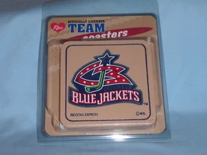 COLUMBUS BLUE JACKETS  Leather Coaster Set  NIP by Rico "Original Primary Logo" - Picture 1 of 3