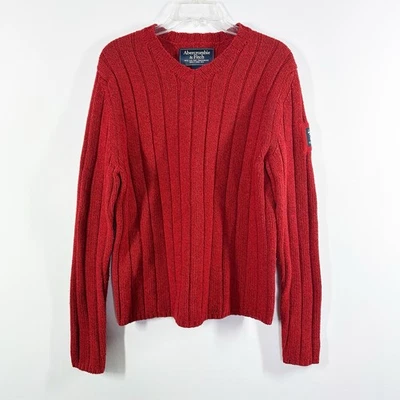 Abercrombie & Fitch Mens Dark Red Knit Sweater Size M Holiday Christmas Wool - Image 1 of 4
