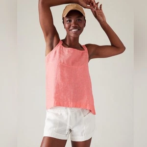Athleta Voyager 100% Linen Top Sunset Glow Size Large Space Dye Luxury Beach - Picture 1 of 10