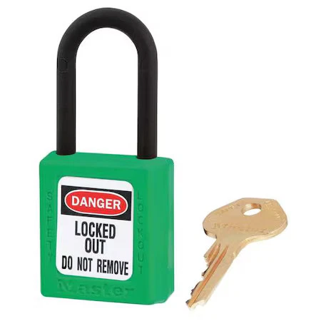 Master Lock 406Kas12grn Lockout Padlock, Keyed Alike, Thermoplastic, Green, 1 - Image 1 of 1