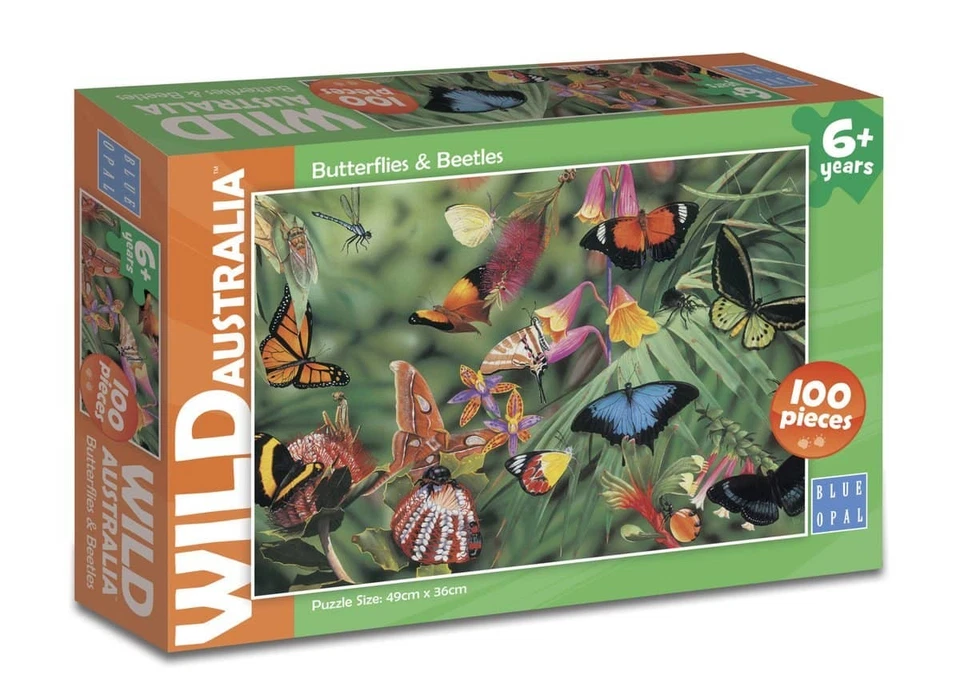 Blue Opal Wild Aust Butterflies & Beetles 100pc Puzzle Bl01978