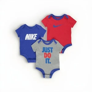 NEW Nike Baby Boy Multicolor Short Sleeve Bodysuits 3-Pack Set Size 3 Months - Picture 1 of 5
