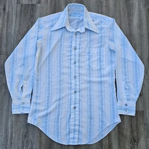 Vtg 70s Career Club Belgrave Square Mens Sz 15 Button Down Shirt Floral USA Made - Picture 1 of 9