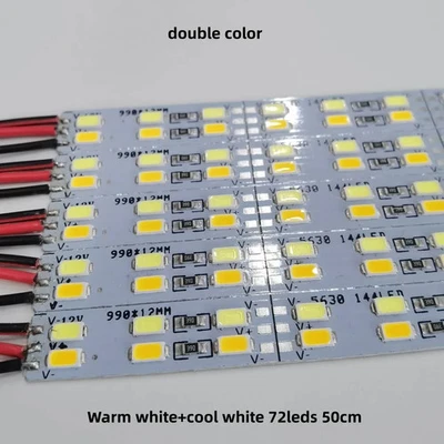 10pcs*50cm 12V 5730 LED Hard Rigid Strip Bar Light double color Warm + white  - Image 1 of 4