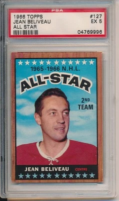1966 Topps #127 Jean Beliveau All Star PSA 5 - Image 1 of 2
