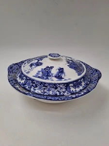 Olde Alton Ware Blue Pattern Soup Tureen England Vintage Design T2750 C88 - Picture 1 of 6