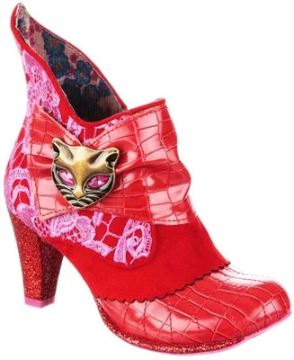 Irregular Choice Miaow Red Pink Womens Ankle Boots - Image 1 of 4