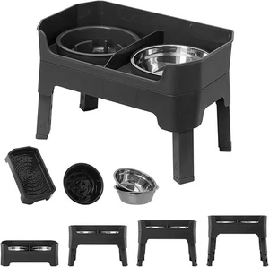 FOREYY 4-in-1 Adjustable Pet Feeder With Stainless Steel Bowls GREY - Picture 1 of 3